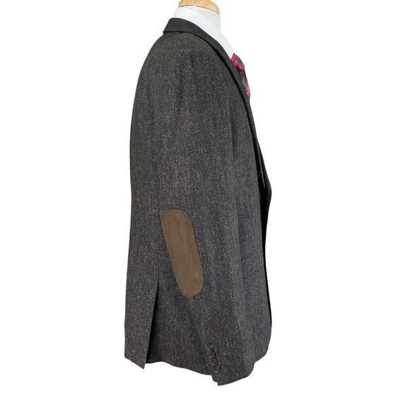 Calvin Klein Jacket Sport Coat 46R Speckled Brown Slim Fit Wool Silk Elbow Patch - Picture 7 of 16